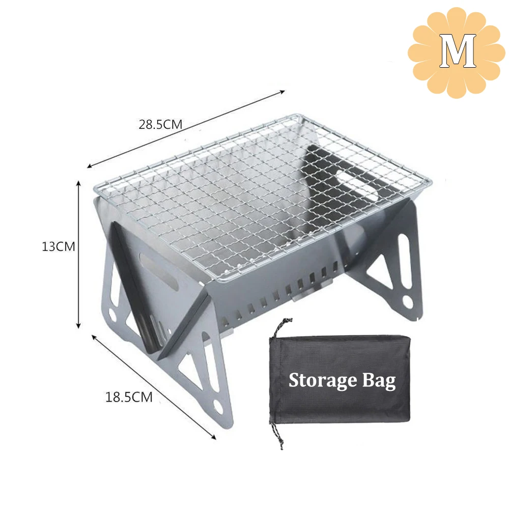 Compact Portable BBQ Grill Stainless Steel Folding Charcoal Stove with Carry Bag for Outdoor Camping Backyard & Picnic Use - Image 7