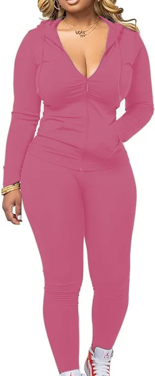 Women's Casual Sexy Long-sleeved Zipper Hooded Two-piece Sports Suit Europe and… - Image 5