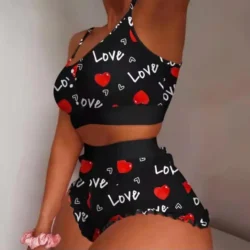2 Pieces Set Women's Pajama Shorts Suit Multiple Print Underwear Sexy Lingerie…