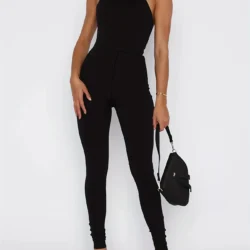 Summer 2026 Black Jumpsuit Women Halter Backless Sexy Slim Full Length Pencil…