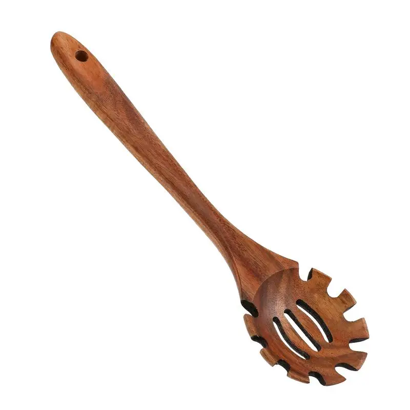 1PC Wood Pasta Spoon Long Handle Noodle Spoon Colander Soup Skimmer Cooking Spoons… - Image 2
