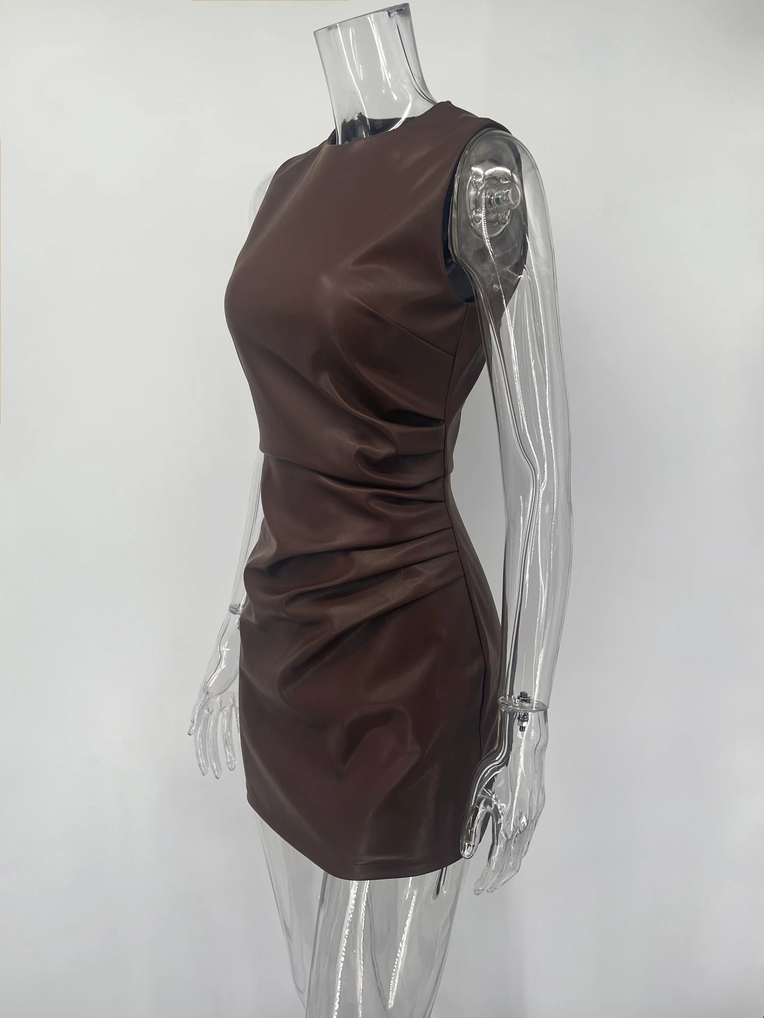 Tossy PU Sexy Fashion Maxi Dress For Women High Waist Sleeveless Slim Patchwork… - Image 14