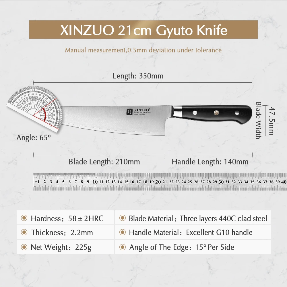 XINZUO 210mm Chef Knife 3 Layer 440C Core Clad Steel Kitchen Knives Stainless… - Image 3