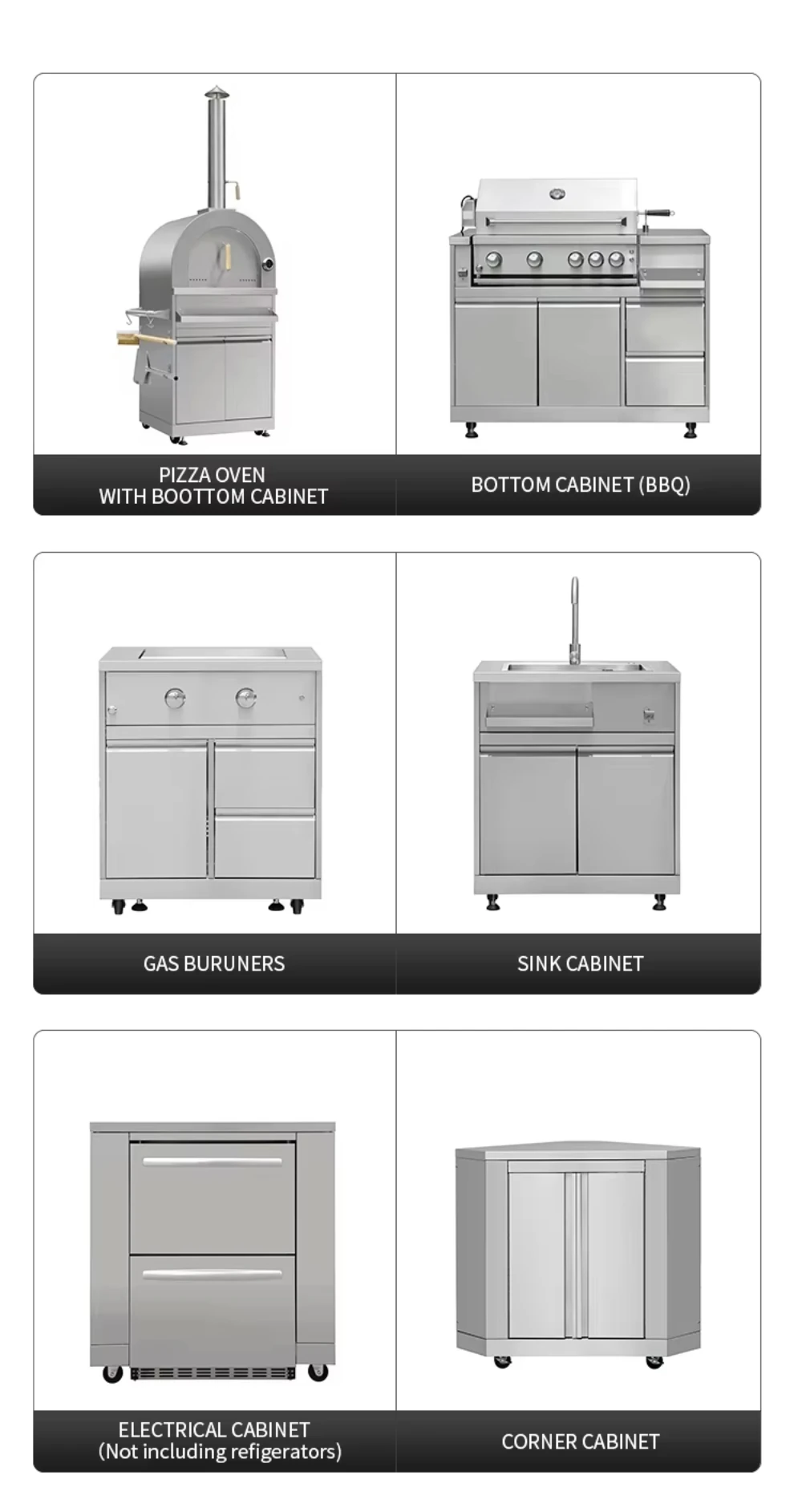 Outdoor Kitchen with Roof Cover Weather-Resistant BBQ Cabinet Set Stainless Steel Garden Kitchen Island with Grill Station - Image 7