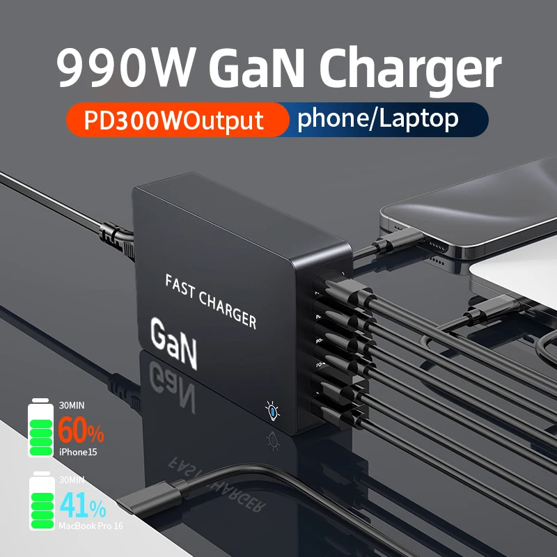 990W GaN Quick Charger 4 USB C 2 USB A Desktop Multi Port Socket Connector… - Image 2