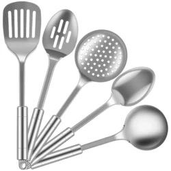 5Pcs Kitchen Cooking Utensils Set Stainless Steel Spoons Spatula with Ergonomic…