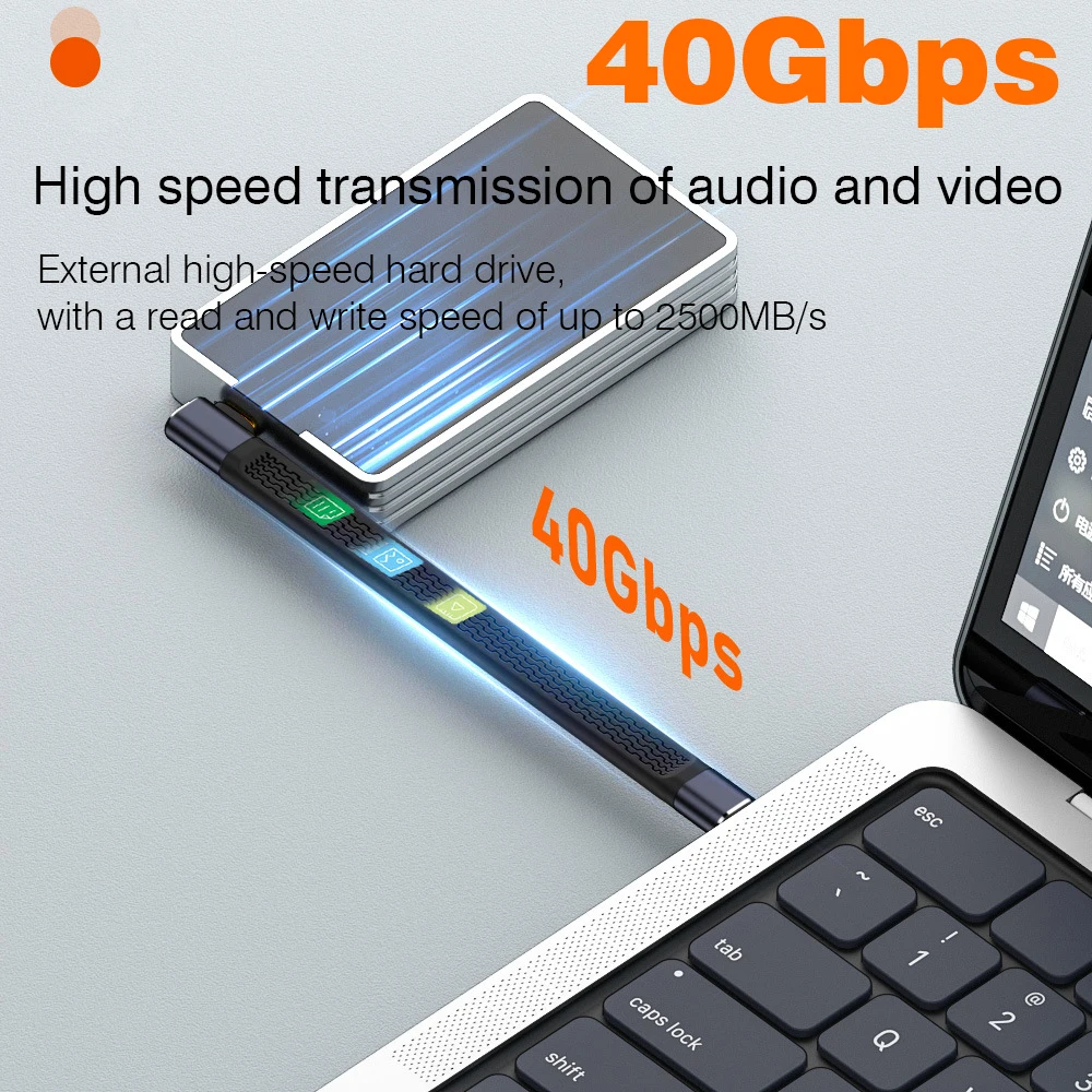 USB4 Elbow Short Cable 13.5cm Thunderbolt4 Type C Cable 40Gbps PD240W Charging… - Image 5