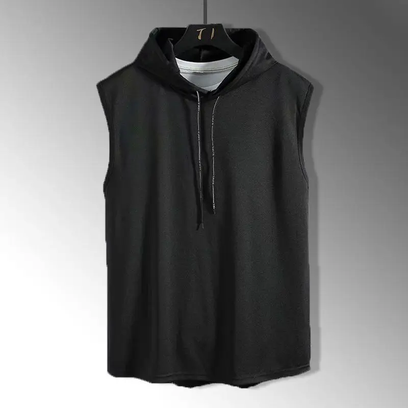 Solid Color 2023 Brand New Men's Tank Tops Vest Sleeveless Tees For Male Hooded Man Vests Tops Hip Hop Men Tank Top T shirt - Image 12