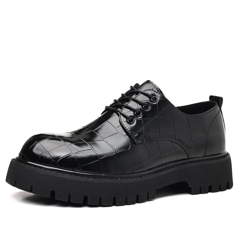 Men British Style Thick Bottom Elevator Leather Shoes Fashion Groom Wedding Dress Shoes For Suits Spring Autumn Casual Footwear - Image 8