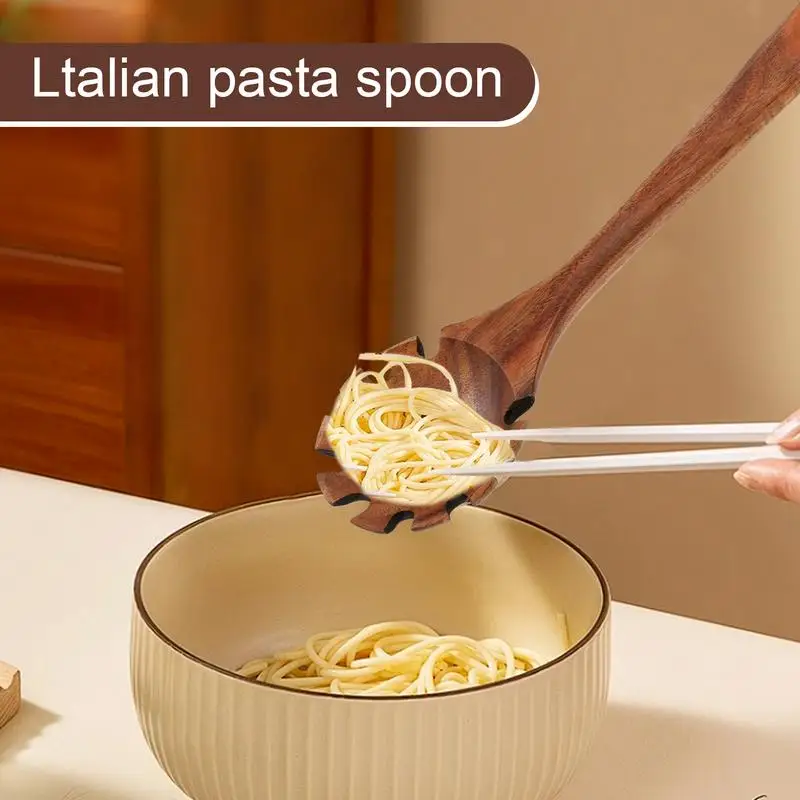 1PC Wood Pasta Spoon Long Handle Noodle Spoon Colander Soup Skimmer Cooking Spoons… - Image 5