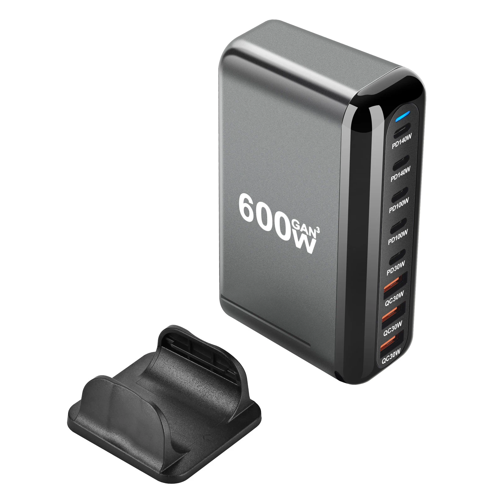 600W GaN 8-Port Fast Charging Station – 5 USB-C PD + 3 USB-A Charger - Image 4