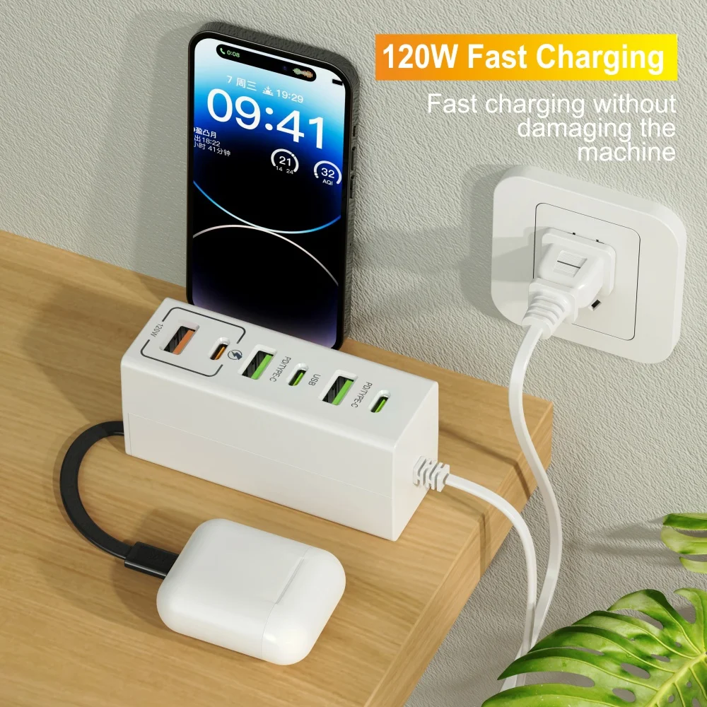Total 120W USB Power Strip Type C Mobile Phone Charger Fast Charging Electrical… - Image 2