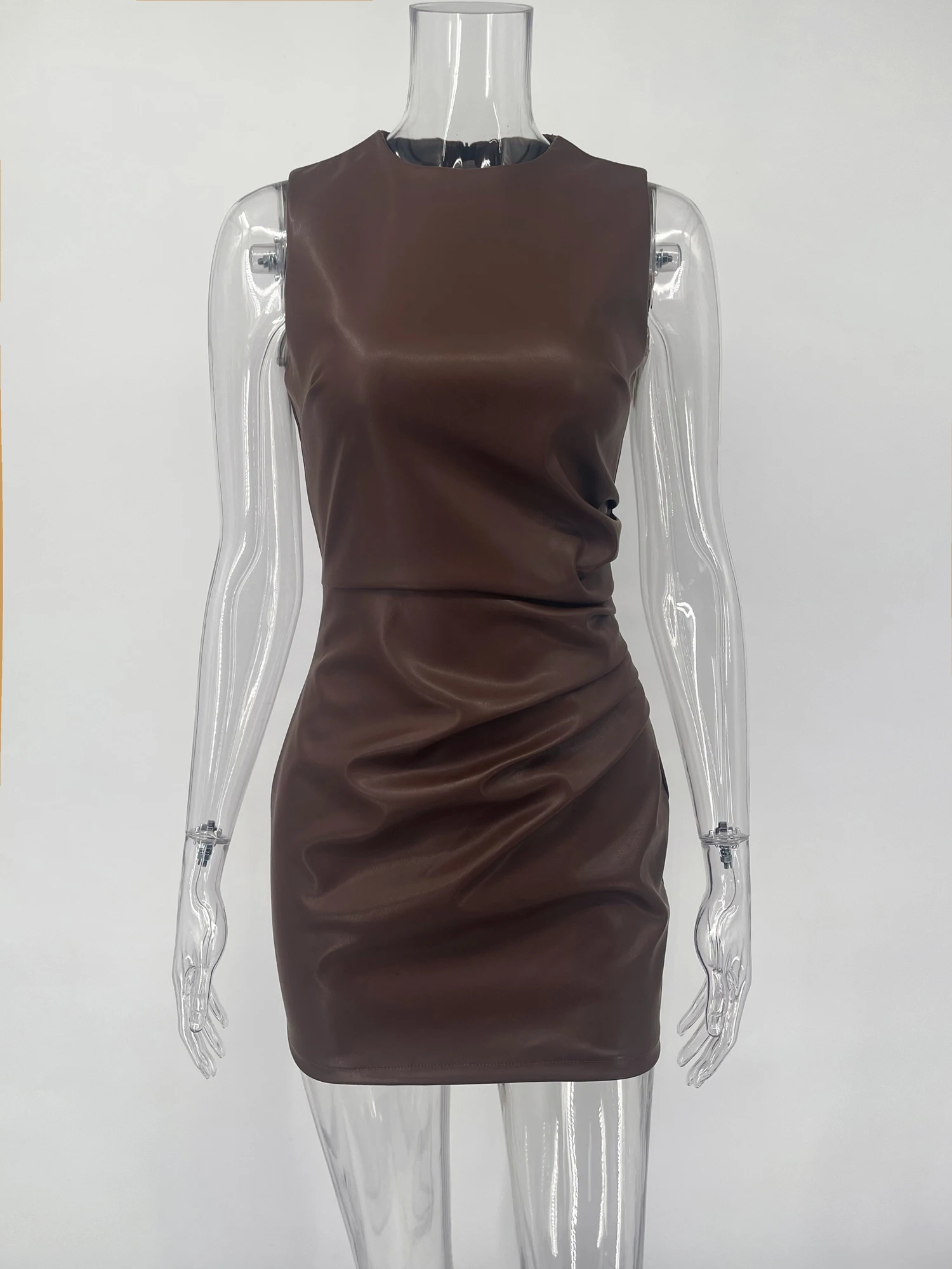 Tossy PU Sexy Fashion Maxi Dress For Women High Waist Sleeveless Slim Patchwork… - Image 13