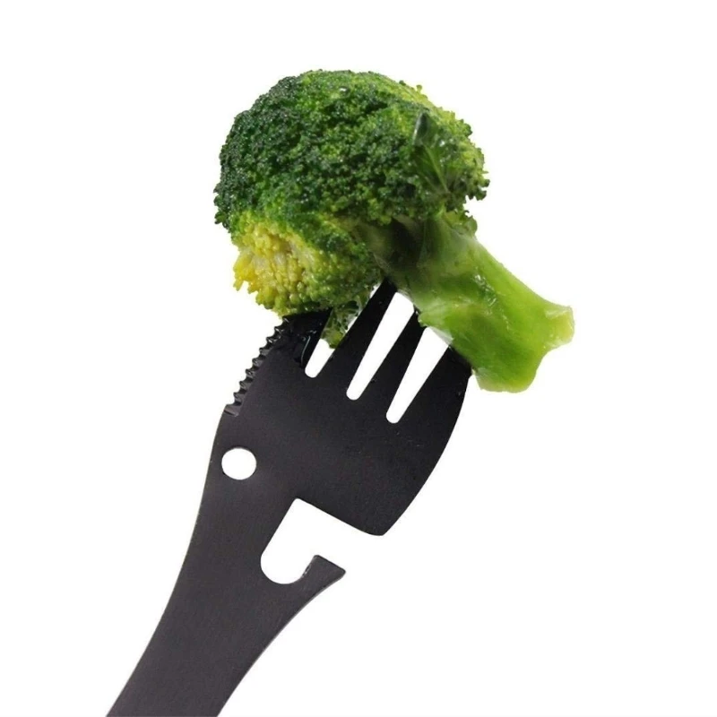 5-in-1 Multifunctional Utensils Cutlery Stainless Steel Camping Fork Knife Spoon… - Image 2