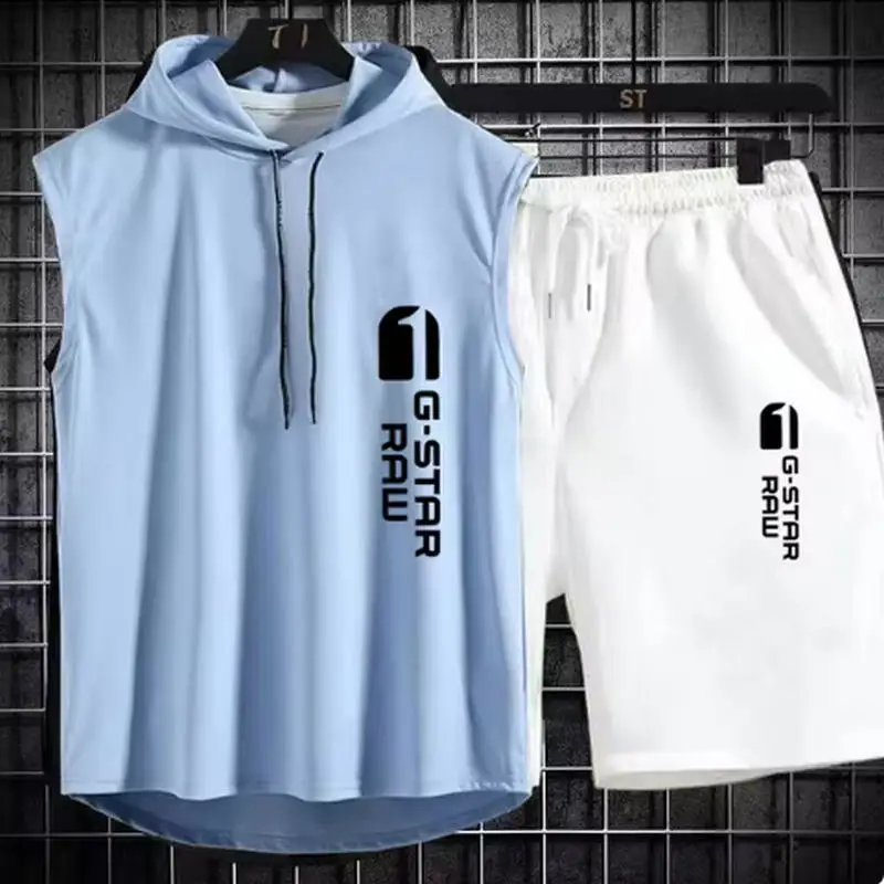 Men's track suit summer sportswear two-piece t-shirt shorts brand tracksuit… - Image 20