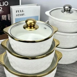 Stainless Steel Handle Non-stick Ceramic Cookware Set Soup Pot Casserole Cutlery…