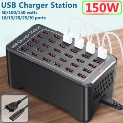 USB Charger 10 15 20 25 30 Ports HUB 150W Universal Wall Desktop Fast Charging…