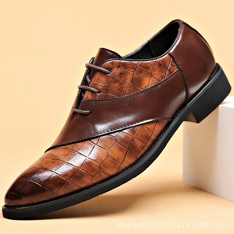 Luxury Leather Shoes for Men Brand Derby Shoes for Men Pointed Toe Lace-up Men's Formal Shoes Handmade Business Footwear 2024 - Image 7