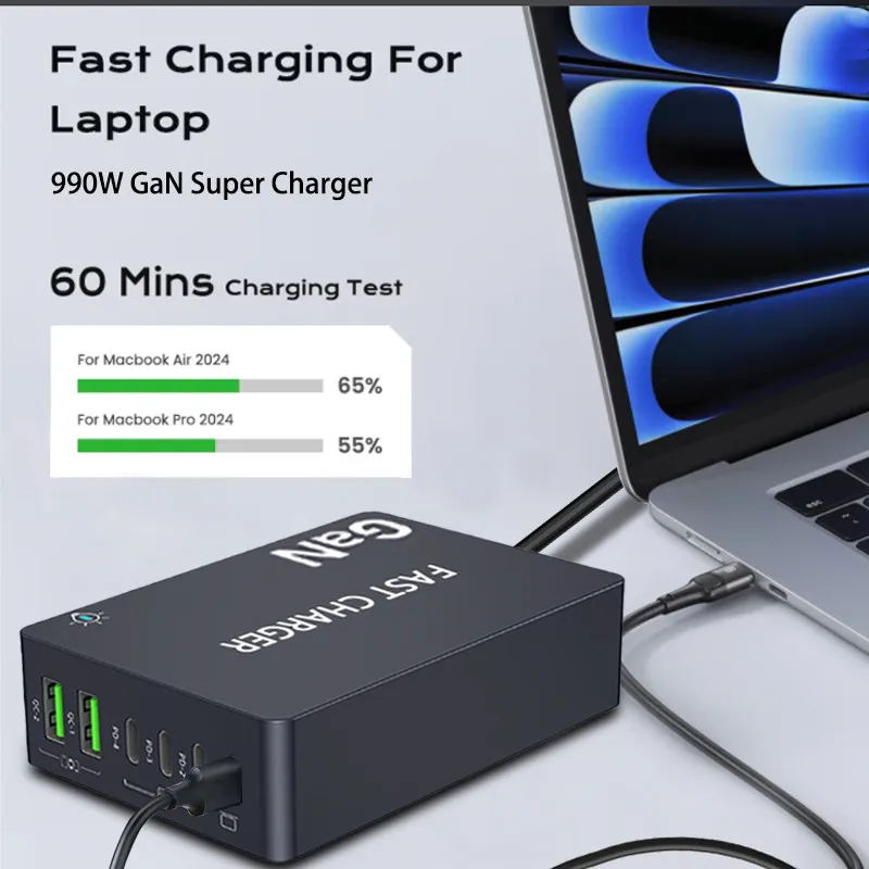 990W GaN Quick Charger 4 USB C 2 USB A Desktop Multi Port Socket Connector… - Image 4