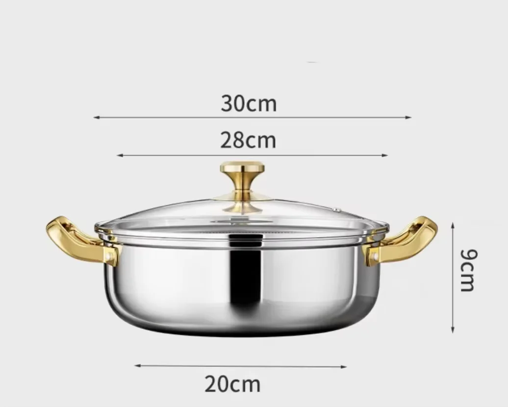 Stainless Steel Soup Pot Wok Non-stick Honeycomb with lid 28cm/30cm Home Hot Pot… - Image 8