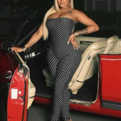 Weird Puss Sexy Polka Dot Print Jumpsuit Women Strapless Skinny Midnight Tight…