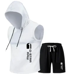 Men's track suit summer sportswear two-piece t-shirt shorts brand tracksuit…