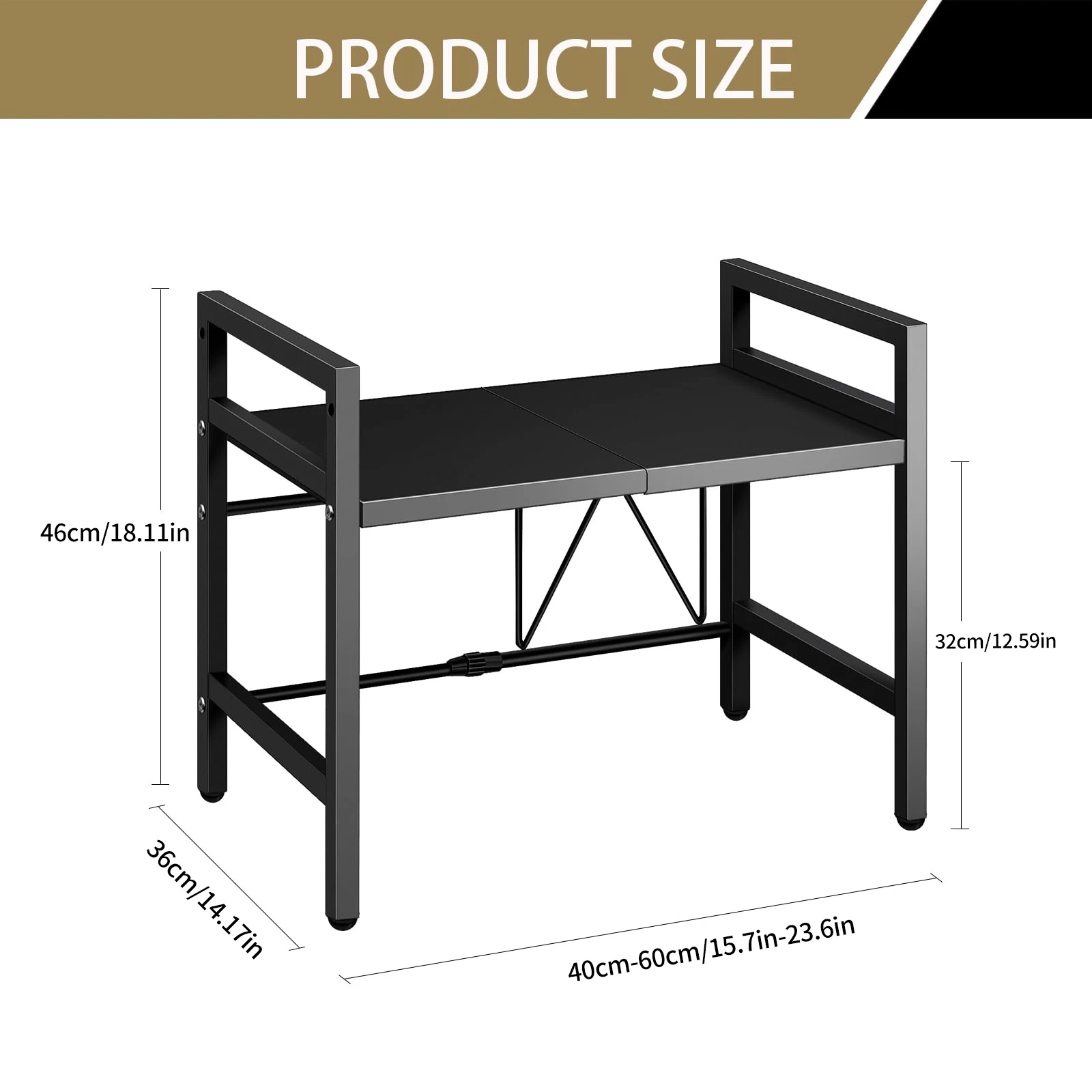 1pc Expandable 42-64cm Microwave Shelf Organizer, Moisture And Rust Proof… - Image 2
