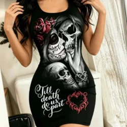 Women’s Casual Skeleton Printed Summer Cooling Shoulder Straps with Sleeves Off…