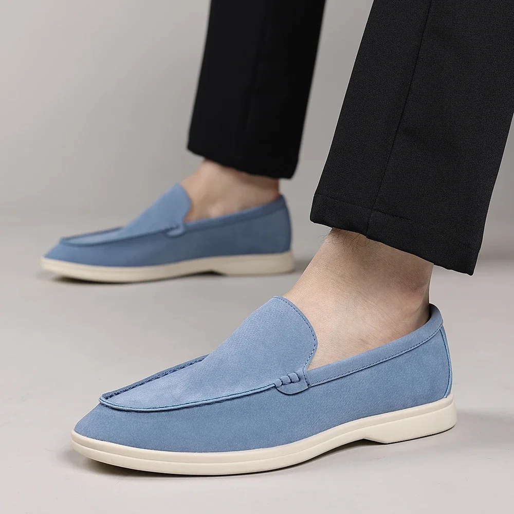 2025 Deer Leather Casual Men's Shoes Big Size 48 Versatile Comfortable Work Shoes Driving Loafers Suede Leather Formal Flats - Image 8