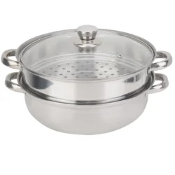 Stainless Steel Cookware 27cm/11in 2-Layer Steamer Pot Cooker Double Boiler Soup…