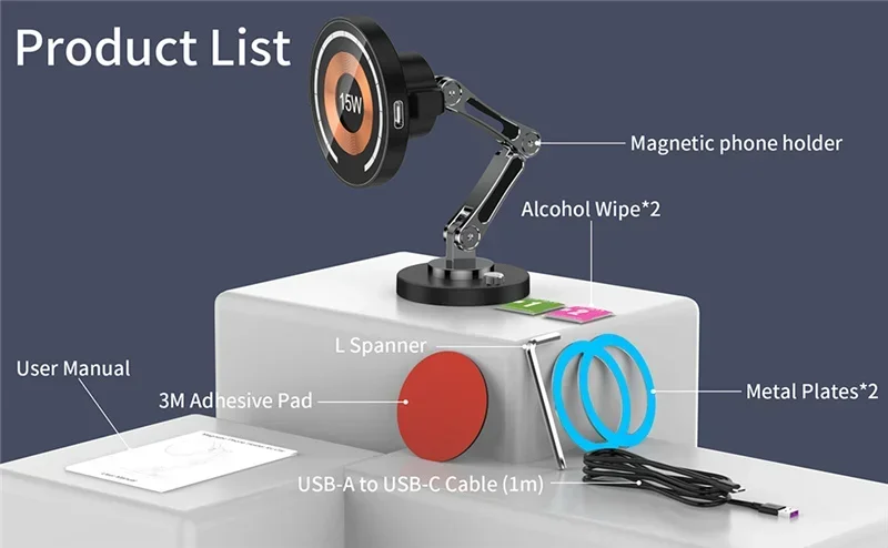 Magnetic Car Wireless Charger Stand Magnet Car Mount Fast Charging Station Phone… - Image 22
