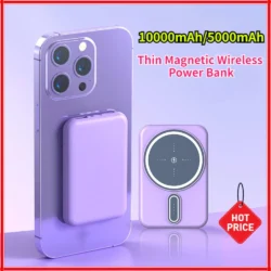10000/5000mAh Mini Thin Magnetic Wireless Power Bank Fast Charging Portable…