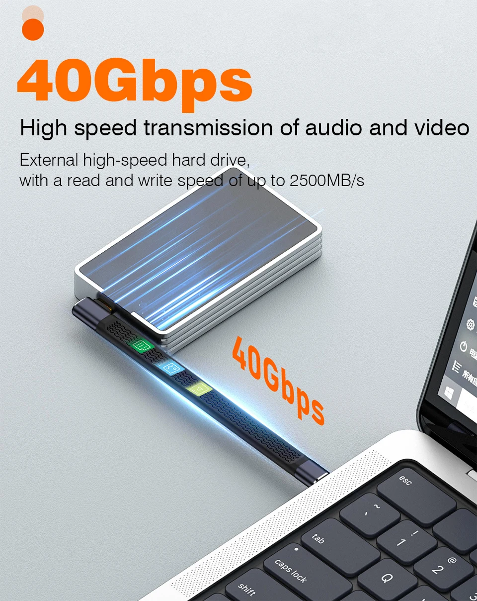 USB4 Elbow Short Cable 13.5cm Thunderbolt4 Type C Cable 40Gbps PD240W Charging… - Image 16