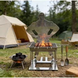 Stainless Steel BBQ Sausage Holder Humanoid Outdoor Grilling Rack Durable Easy Clean for Camping Picnic Garden Party BBQ Tool