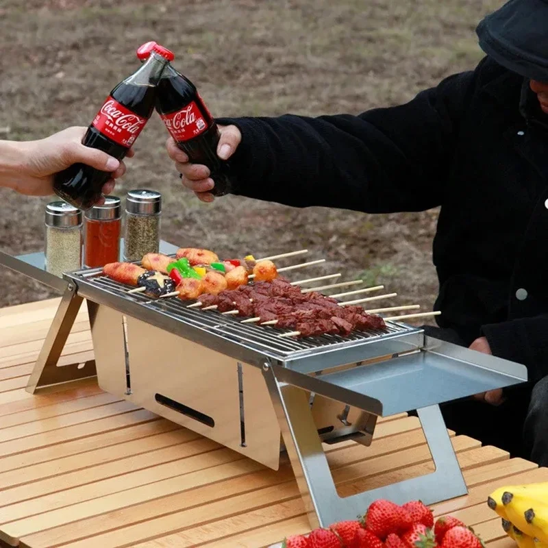 Stainless Steel Folding Barbecue Grill For Home And Outdoor Charcoal Kebabs… - Image 6