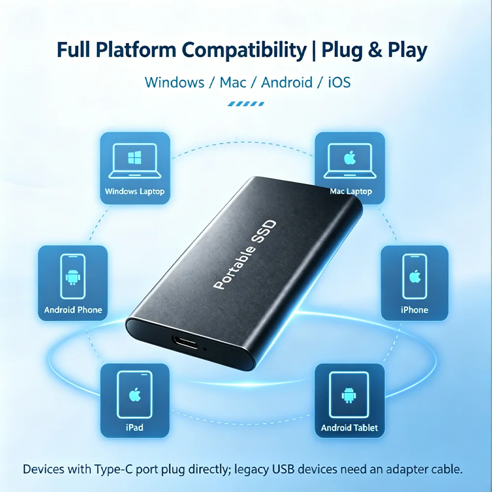 Universal Compatibility Portable SSD USB3.1 Type-C External Hard Drive Works With… - Image 2