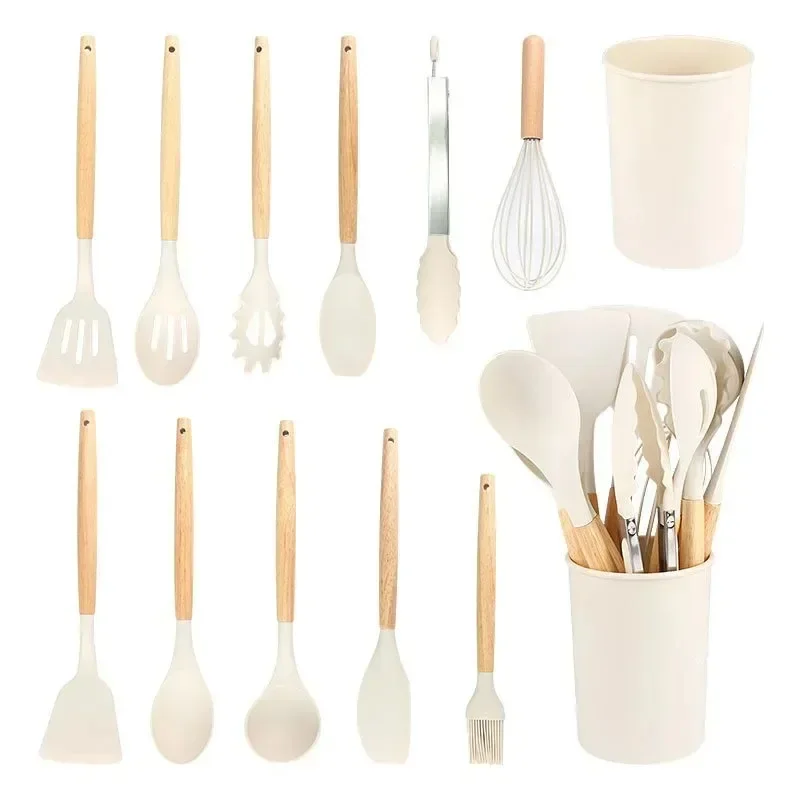 12Pcs Kitchen Utensil Set Silicone Spatula Set Wooden Handle Cooking Tools Kit… - Image 9