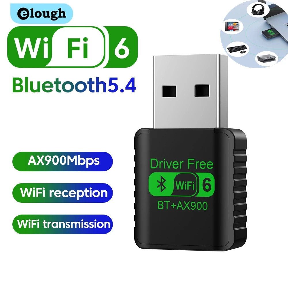 WiFi 6 AX900 Bluetooth 5.4 WiFi USB Adapter Wireless Network Card 2.4G&5GHz…