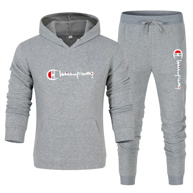 2025 Men's Tracksuit Hooded Sweatshirt+Sweatpants 2 Pcs Sets Sports Suit Casual… - Image 2