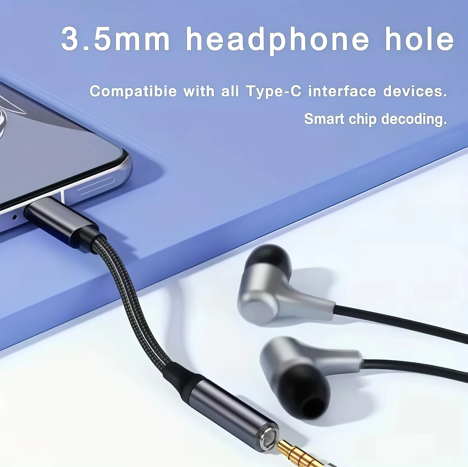 USBC to Aux Audio Dongle CableUSB-C to 3.5mm Headphone Jack Adapter - Image 4