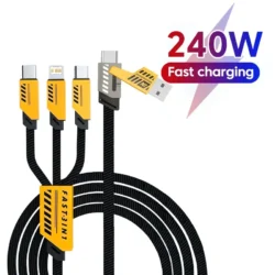 240W Multi Charging Cable 1.2m 3 In 2 Port Fast Charge Cord Compatible Type-C…