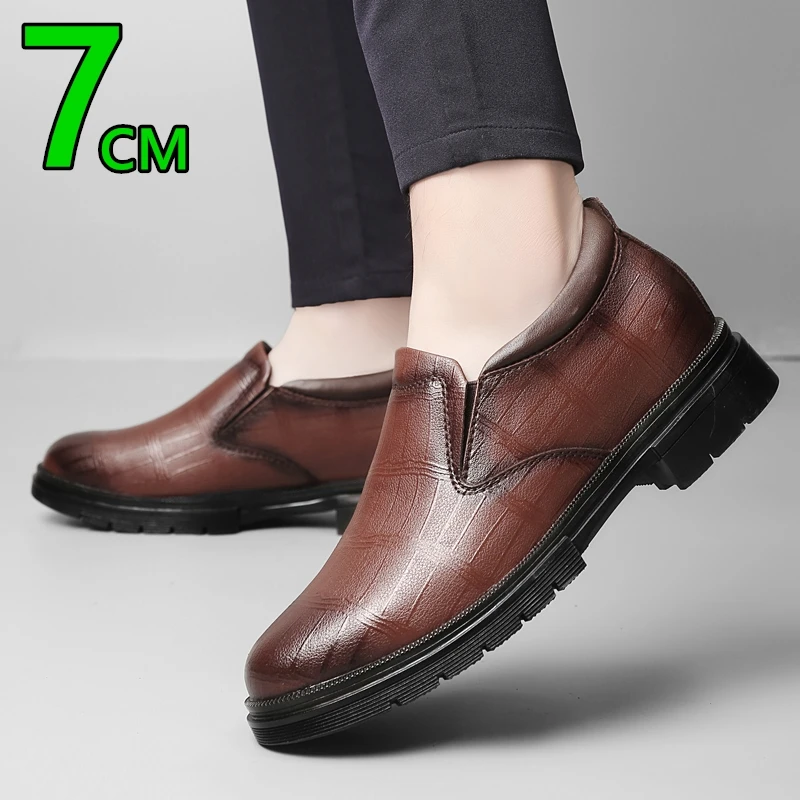 Big Size Elevator Loafers Wedding Men Leather Shoes Business British Formal Dress Shoes Height Increase Insole 7CM Lift Moccasin - Image 3
