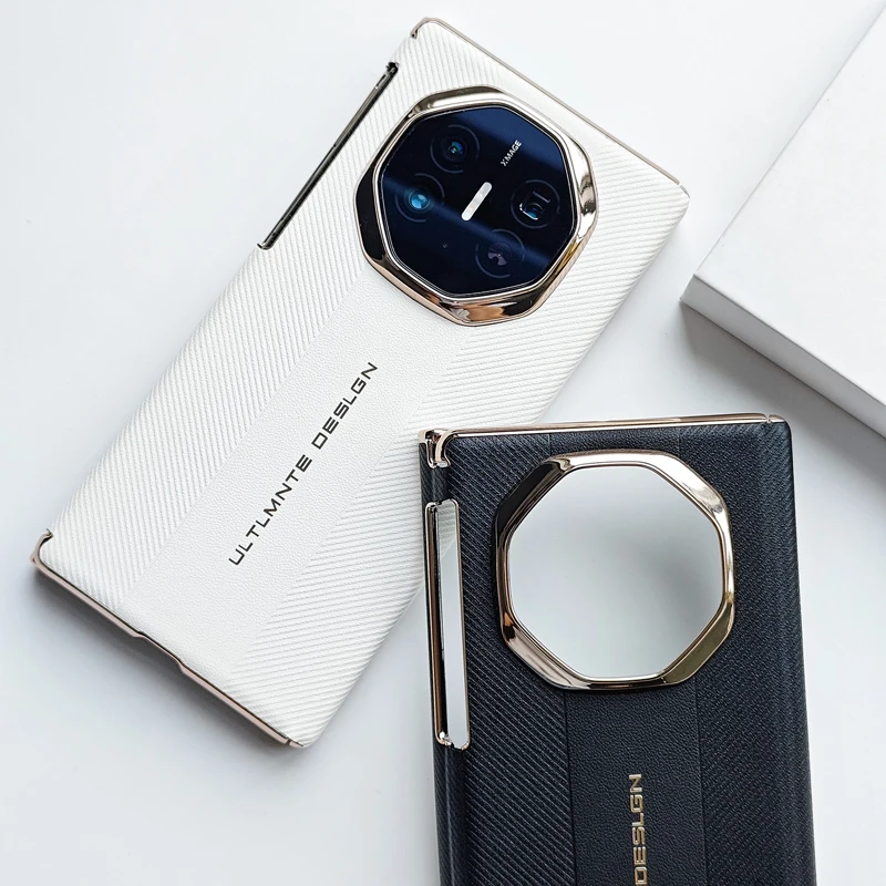 For Huawei Mate XT XTS Case Luxury PU Leather Dual Central Axis Electroplated Texture Anti-Fingerprint Non-Slip Protection Cover - Image 3
