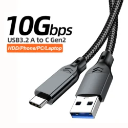 USB 3.2 3.1 Gen2 10Gbps USB-A to Type C Cable USB-C Data Transfer Cable QC 3.0 60W…