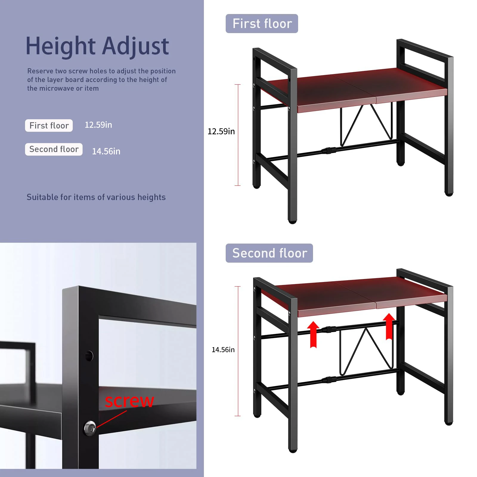 1pc Expandable 42-64cm Microwave Shelf Organizer, Moisture And Rust Proof… - Image 3