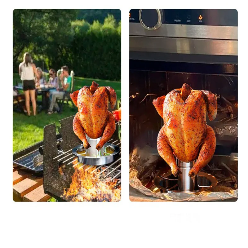 Stainlness Steel Roasting Grill Stand Chicken Roaster Rack Kitchen Outdoor BBQ… - Image 10