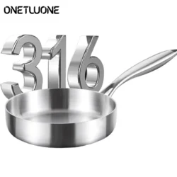 316 Stainless Steel Frying Pan 16/20cm Stir-fry Pans Household Induction Cooking…