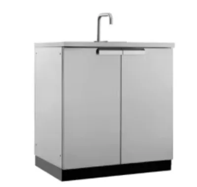 Outdoor Kitchen with Roof Cover Weather-Resistant BBQ Cabinet Set Stainless Steel Garden Kitchen Island with Grill Station - Image 14