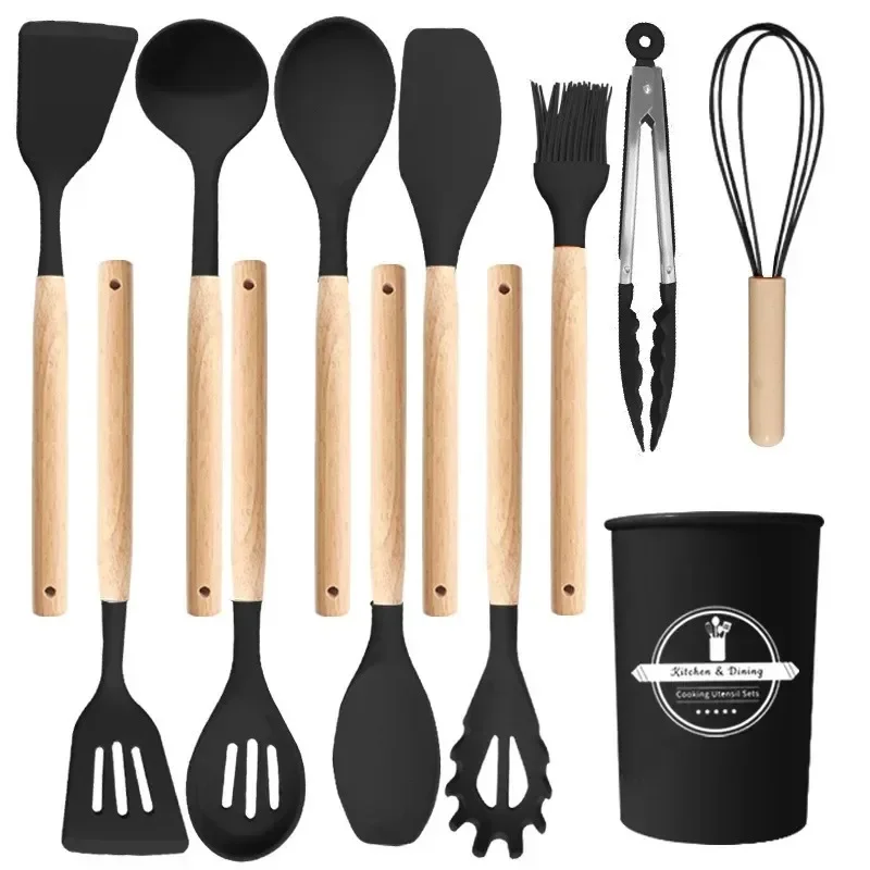 12Pcs Kitchen Utensil Set Silicone Spatula Set Wooden Handle Cooking Tools Kit… - Image 10