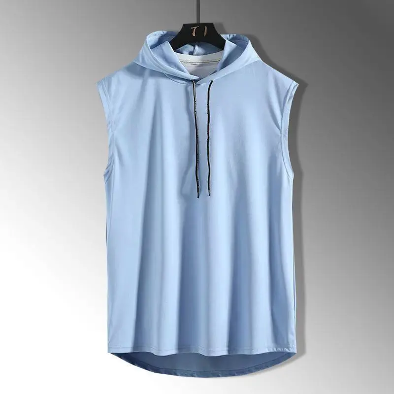 Solid Color 2023 Brand New Men's Tank Tops Vest Sleeveless Tees For Male Hooded Man Vests Tops Hip Hop Men Tank Top T shirt - Image 15